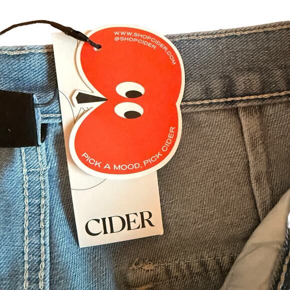 Cider Sz M‎ Mid Rise Solid Wide Leg Cargo Jeans Skater Grunge - Picture 14 of 14